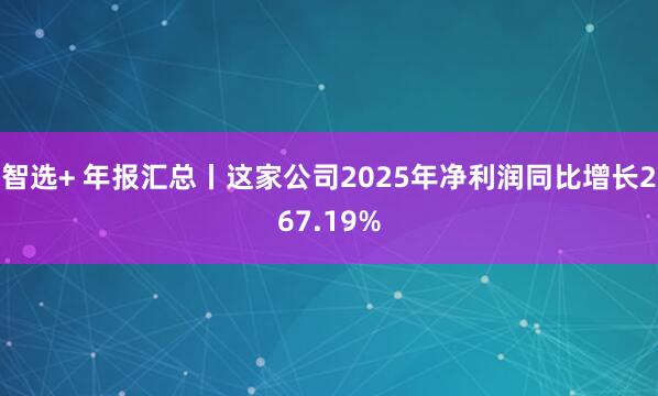 智选+ 年报汇总丨这家公司2025年净利润同比增长267.19%